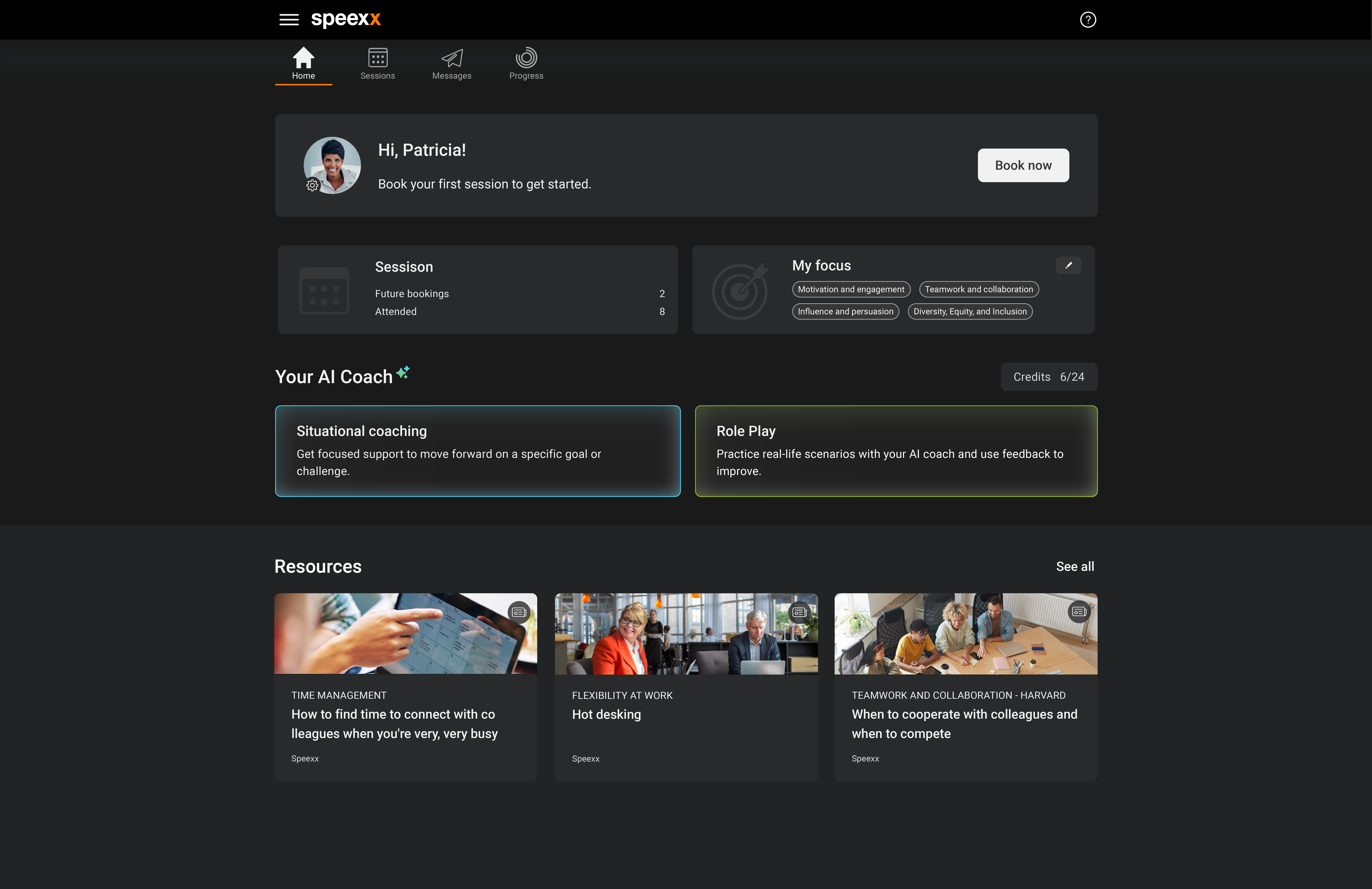 Speexx AI Coaching home page
