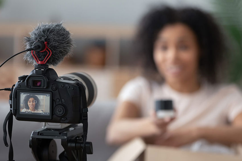 camera, woman, product