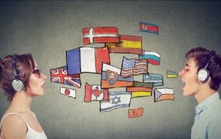 Man and woman speaking other languages together