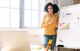 woman presenting at a digital event