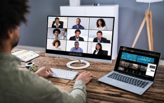 a man doing digital language training