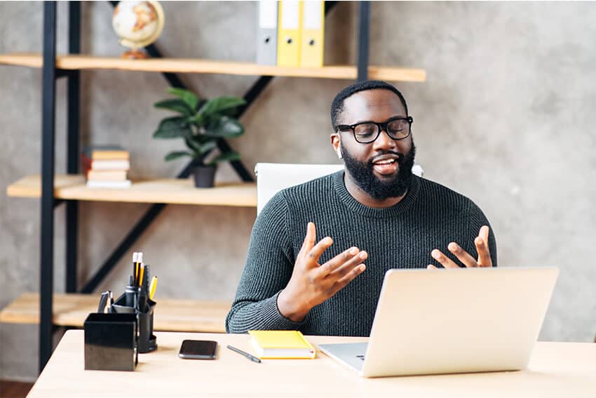 a man in his online training