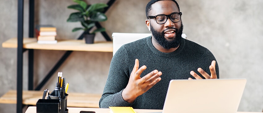 a man in his online training