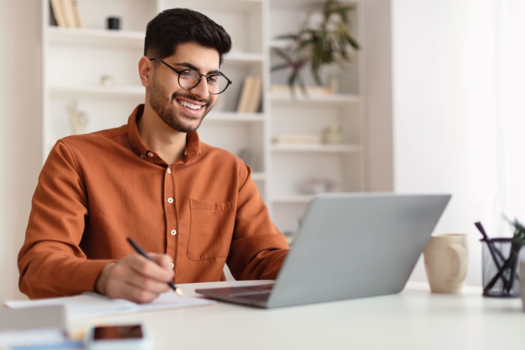 Man learning with a laptop