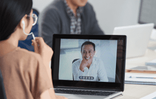 woman completing her video-based training