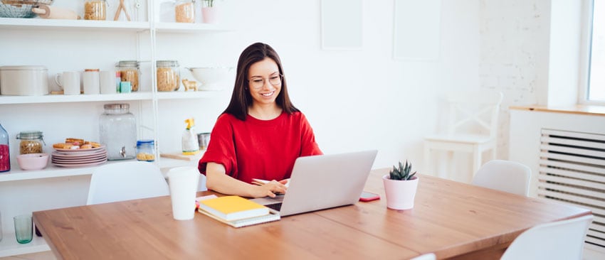 Woman is working from home in 2020 header image