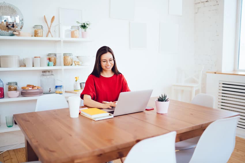 Woman is working from home in 2020